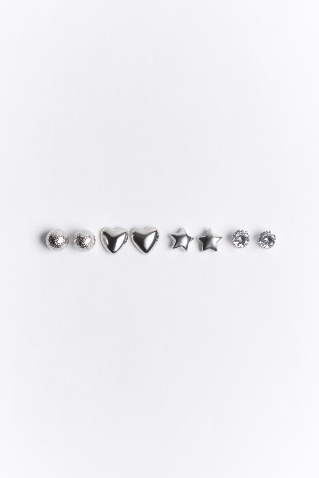 Набор серег-гвоздиков (4 пары) - цвет серый - 1