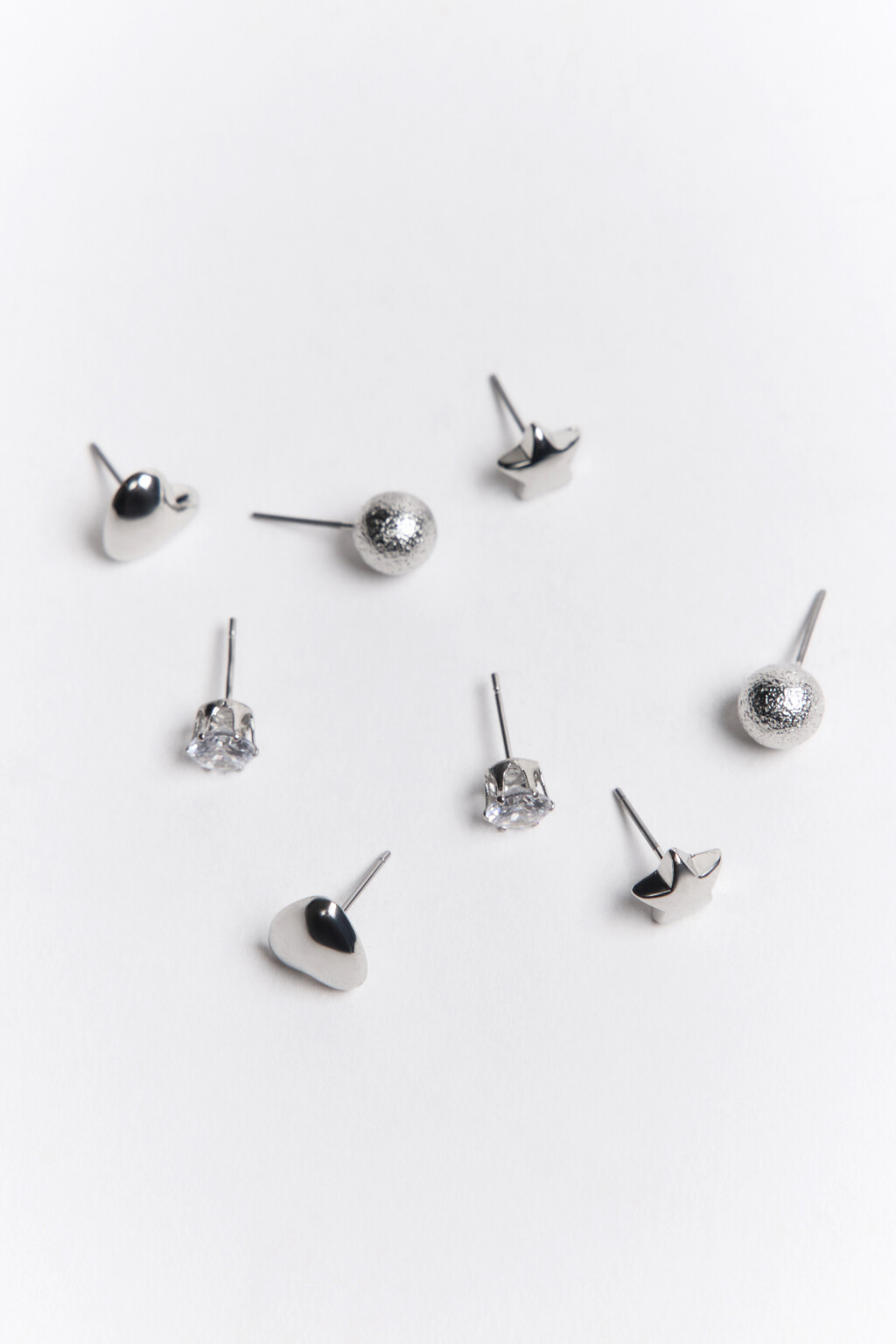 Набор серег-гвоздиков (4 пары) - цвет серый - 2