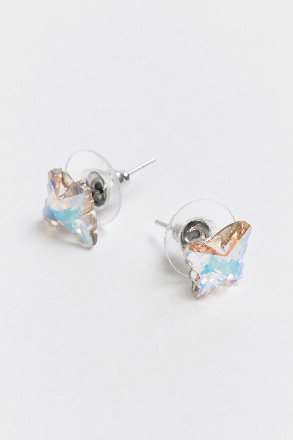 Серьги-гвоздики в виде бабочек - цвет серый - 2