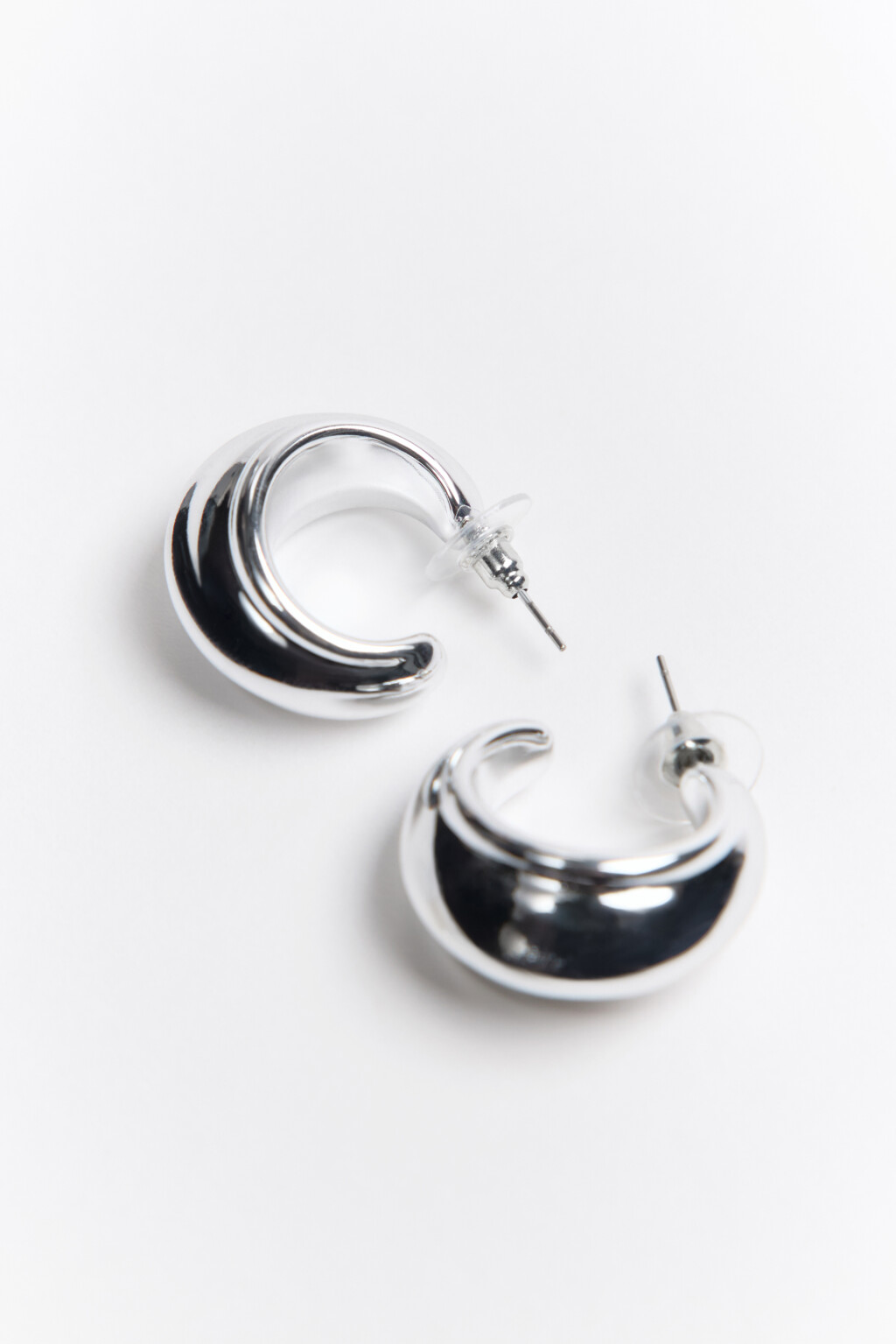 Серьги-полукольца гладкие - цвет серый - 2