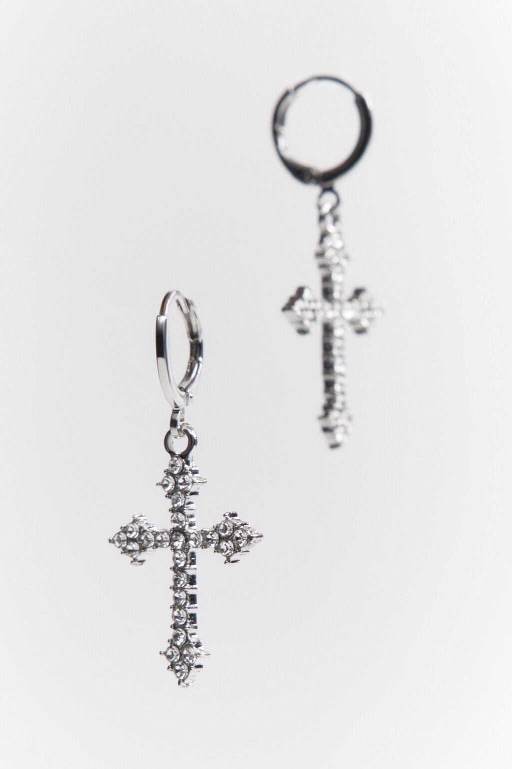 Серьги-конго с подвесками - цвет серый - 1