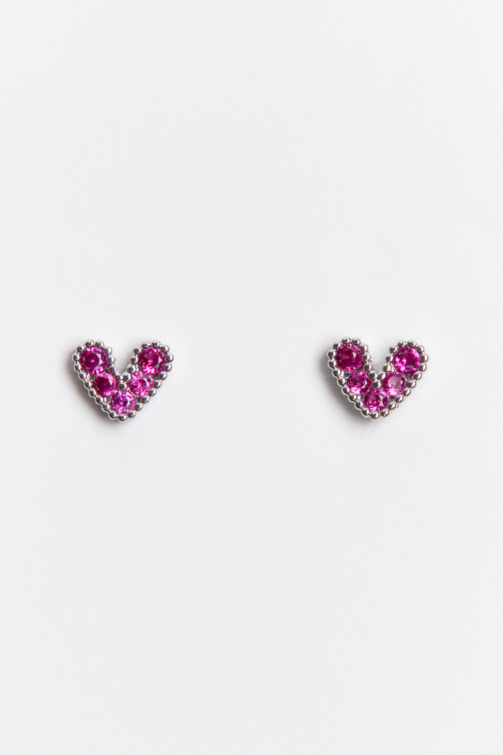 Серьги-сердечки со стразами - цвет розовый - 1