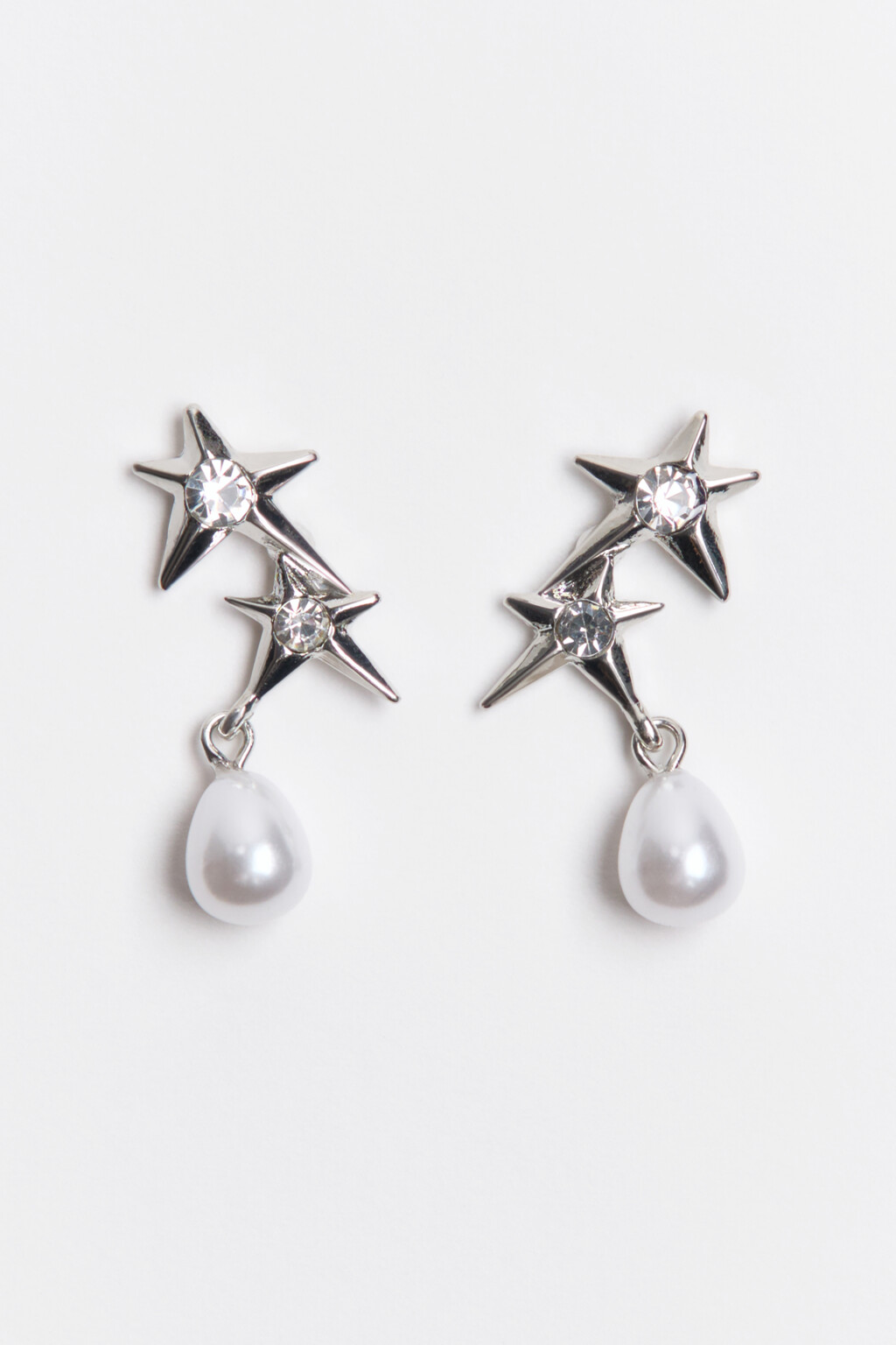 Серьги с подвесками и стразами - цвет серый - 1