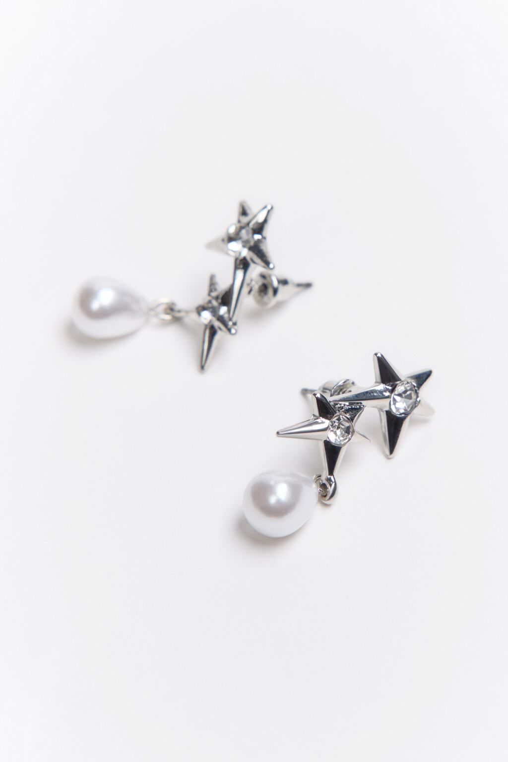 Серьги с подвесками и стразами - цвет серый - 2