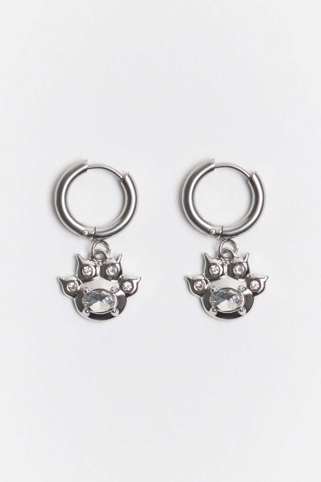 Серьги-конго с подвесками и стразами - цвет серый - 1