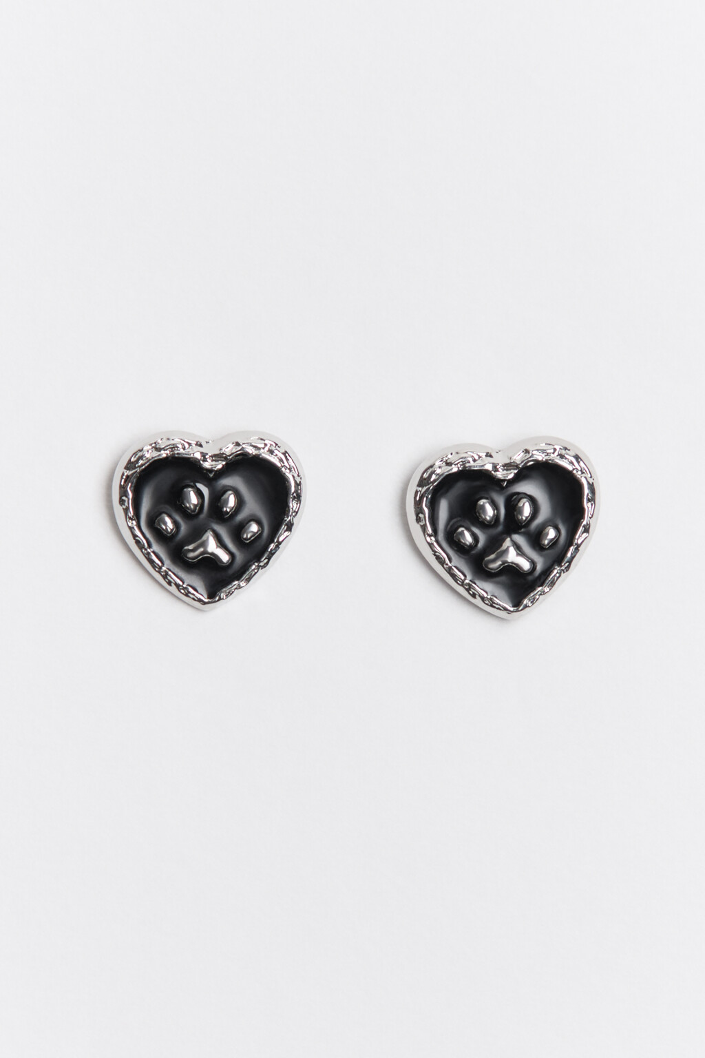Серьги-сердечки с лапками - цвет серый - 1
