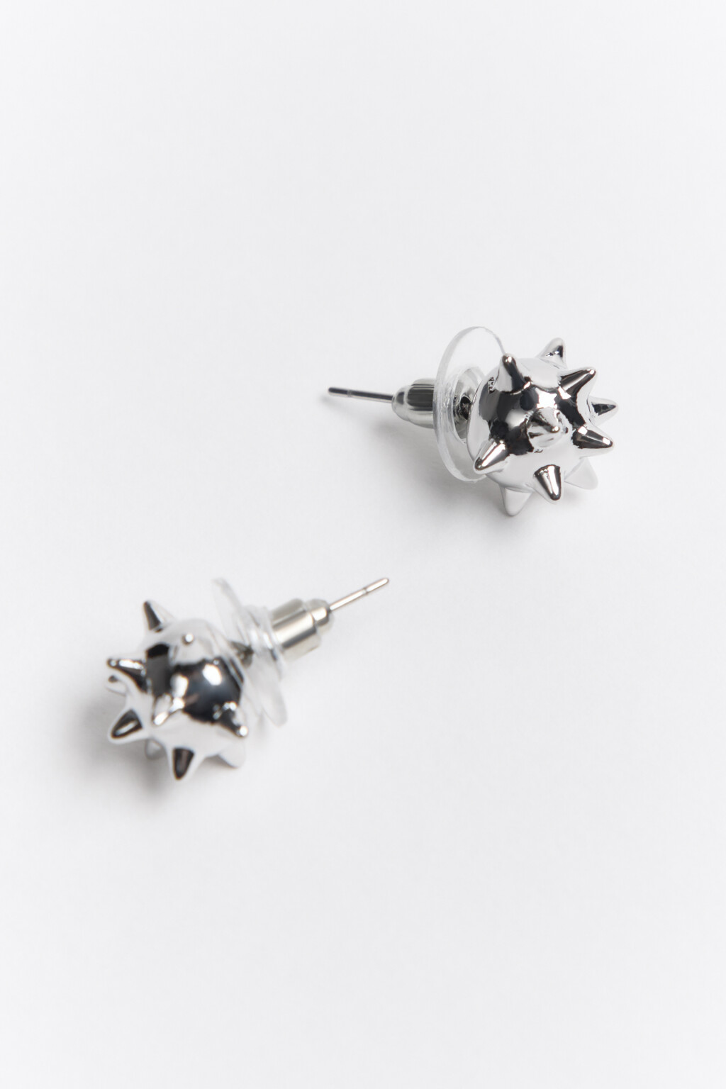 Серьги-гвоздики в виде булавы - цвет серый - 2