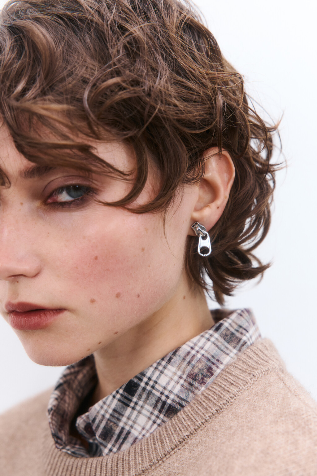 Серьги в виде бегунков от молнии - цвет серый - 1