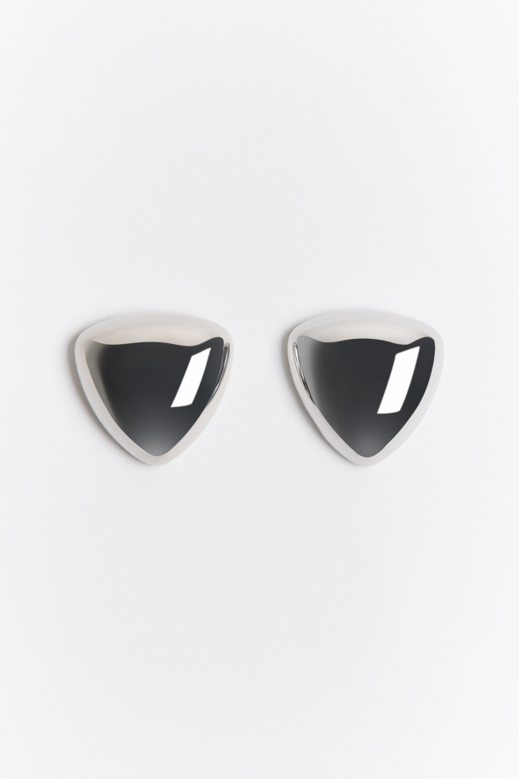 Серьги-гвоздики из гладкого серебристого металла - цвет серый - 3