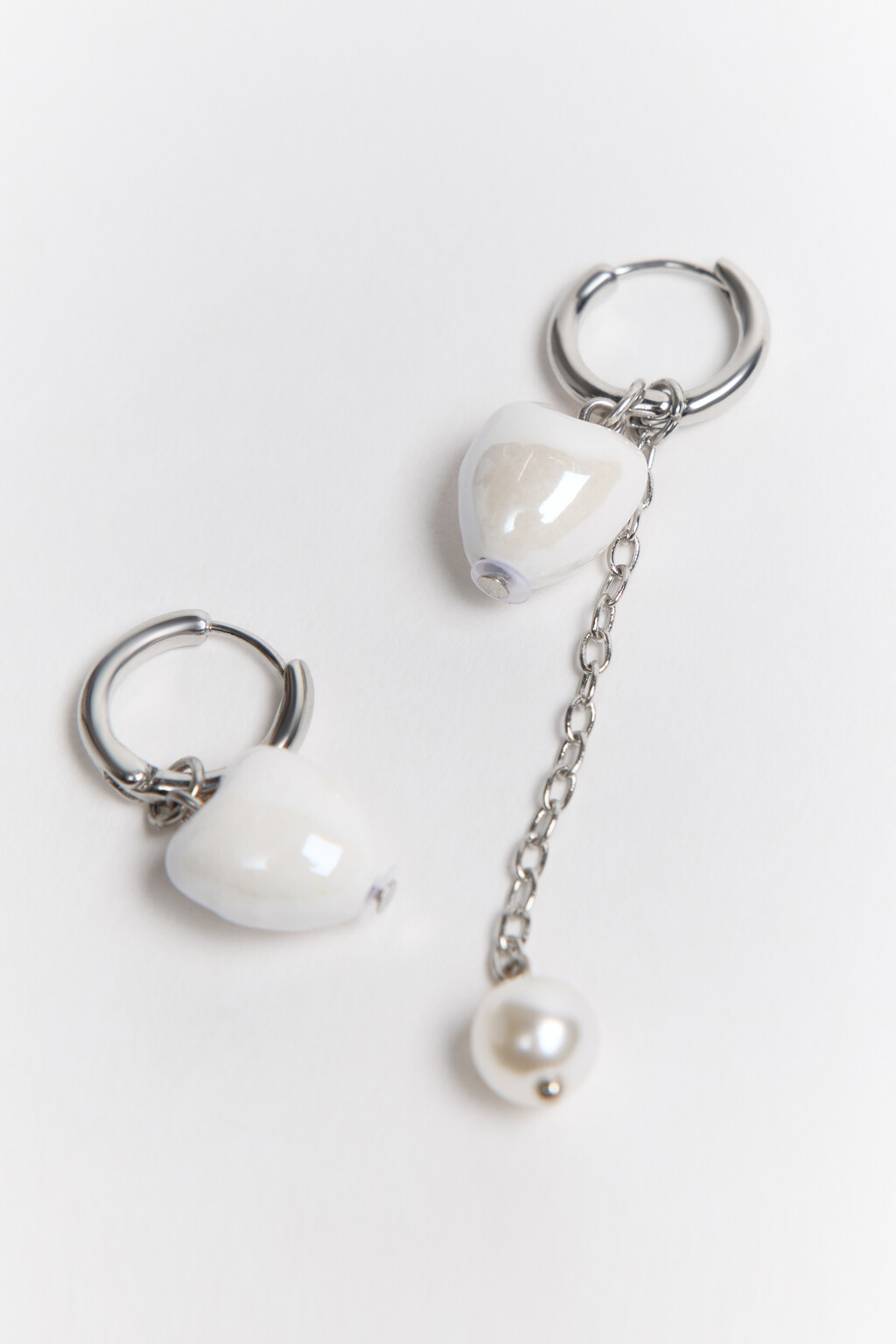 Серьги-конго с жемчужными подвесками - цвет серый - 1