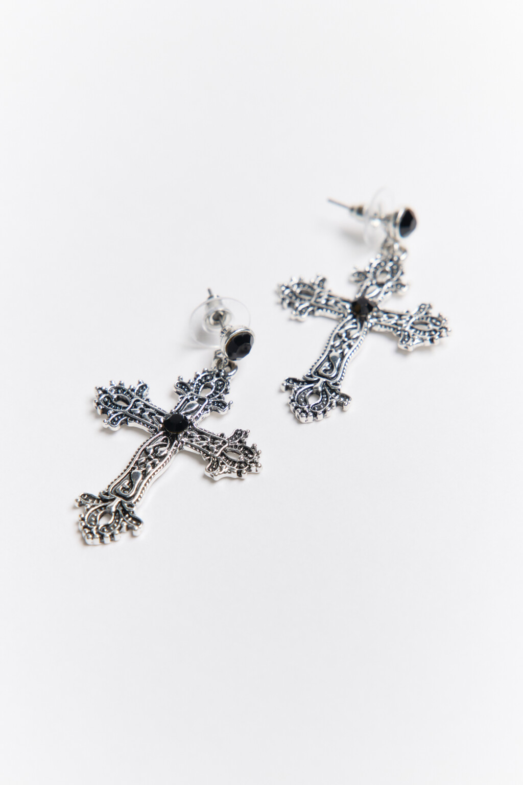Серьги в виде крестов со стразами - цвет серый - 4