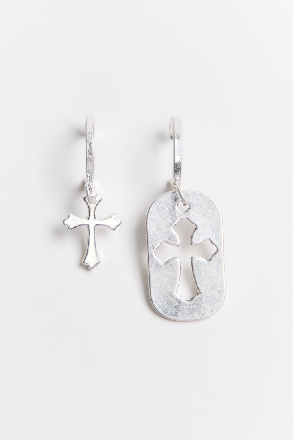 Серьги серебристые с подвесками - цвет серый - 1