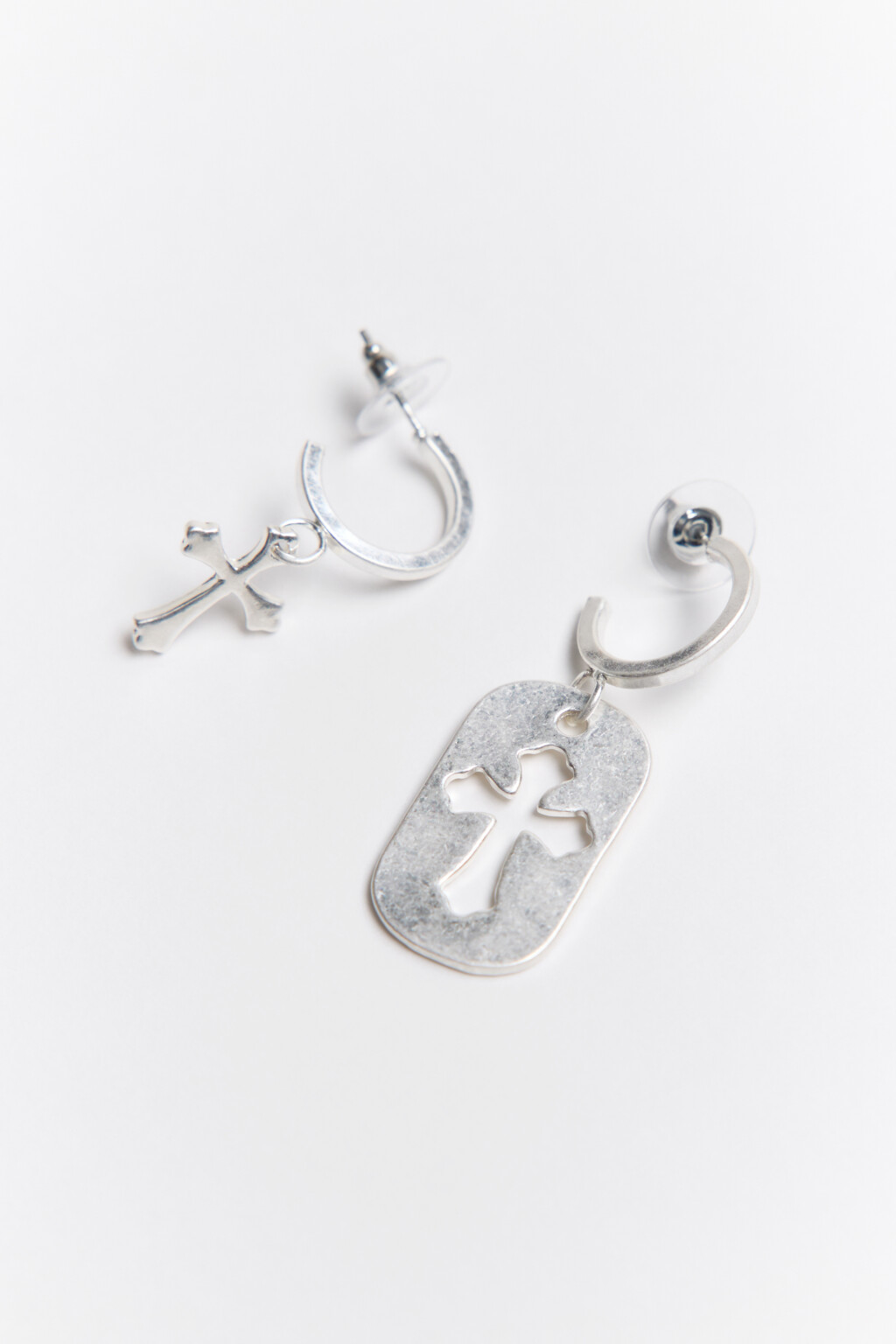 Серьги серебристые с подвесками - цвет серый - 2