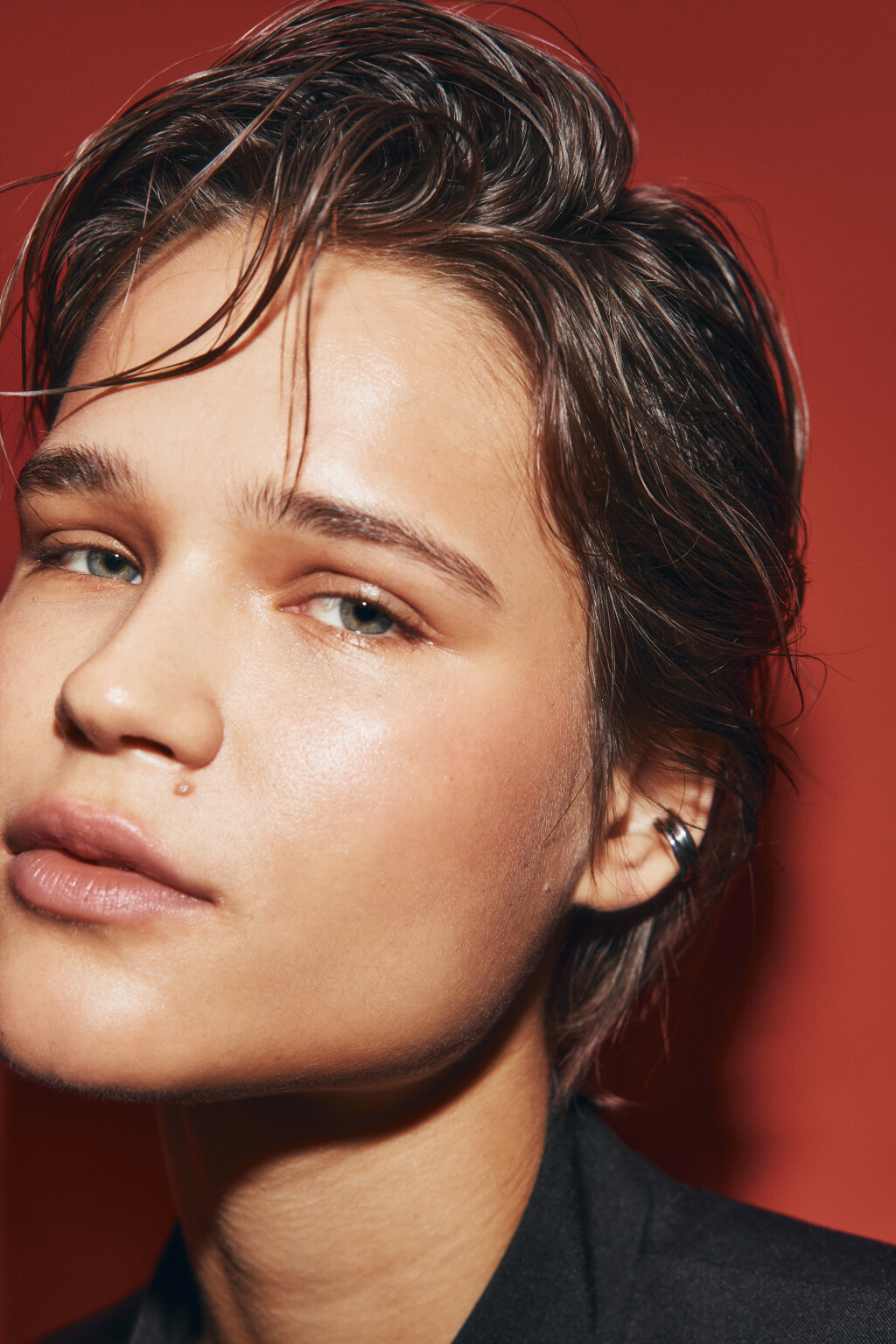 Серьги-каффы серебристые - цвет серый - 2