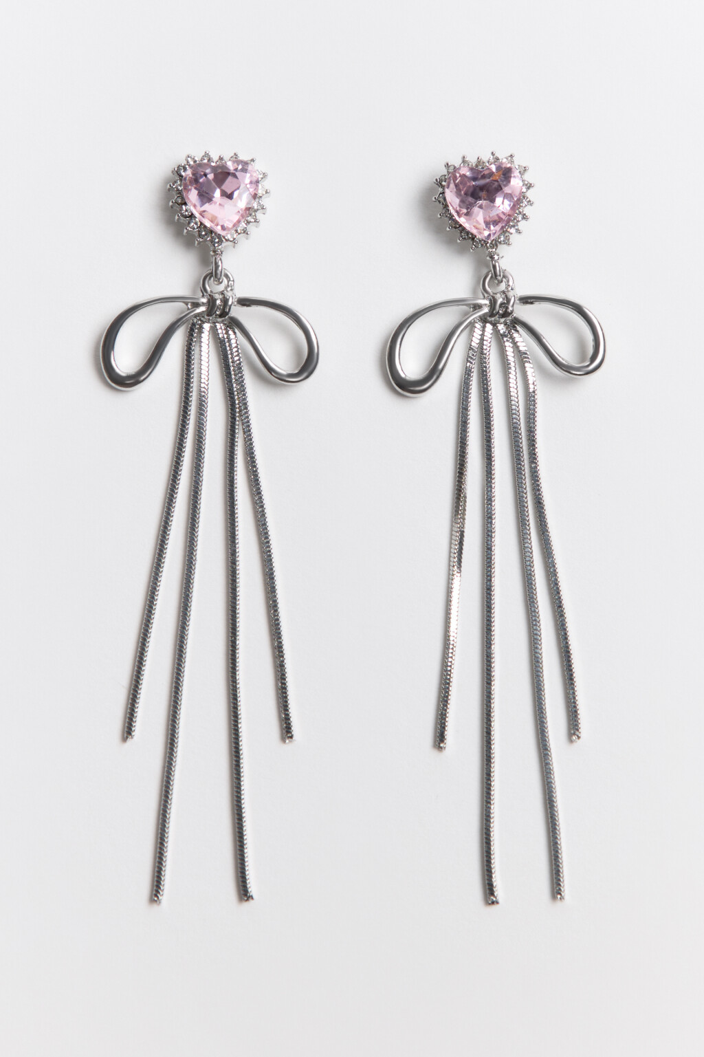 Серьги-бантики с кристаллами - цвет серый - 2