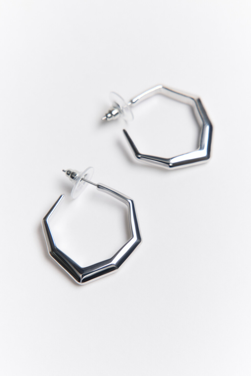 Серьги-полукольца геометрические - цвет серый - 1