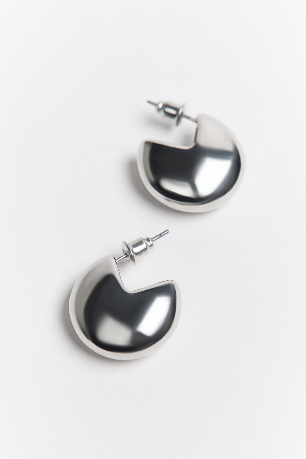 Серьги-гвоздики объемные - цвет серый - 4