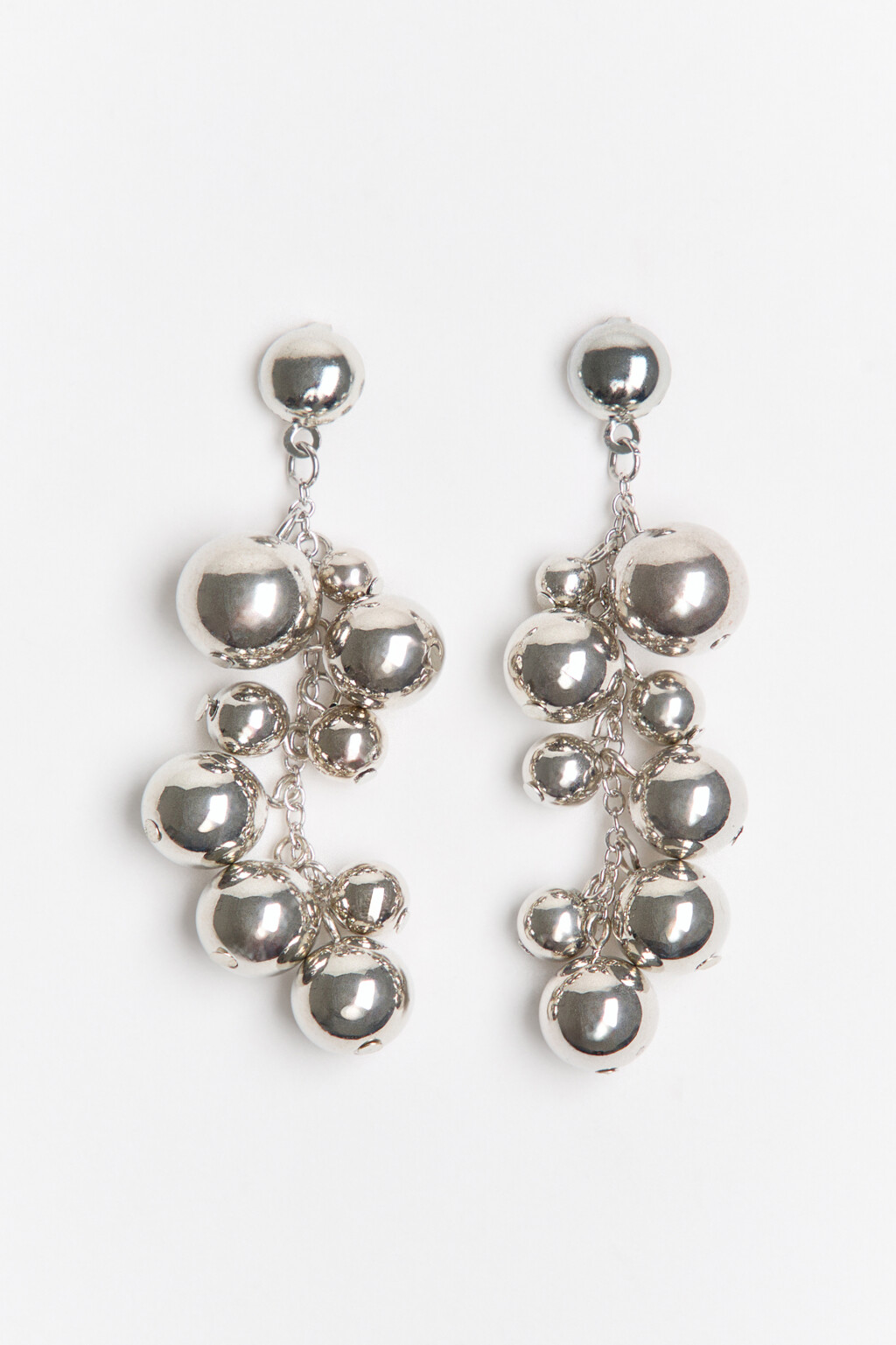 Серьги-гвоздики с бусинами - цвет серый - 4