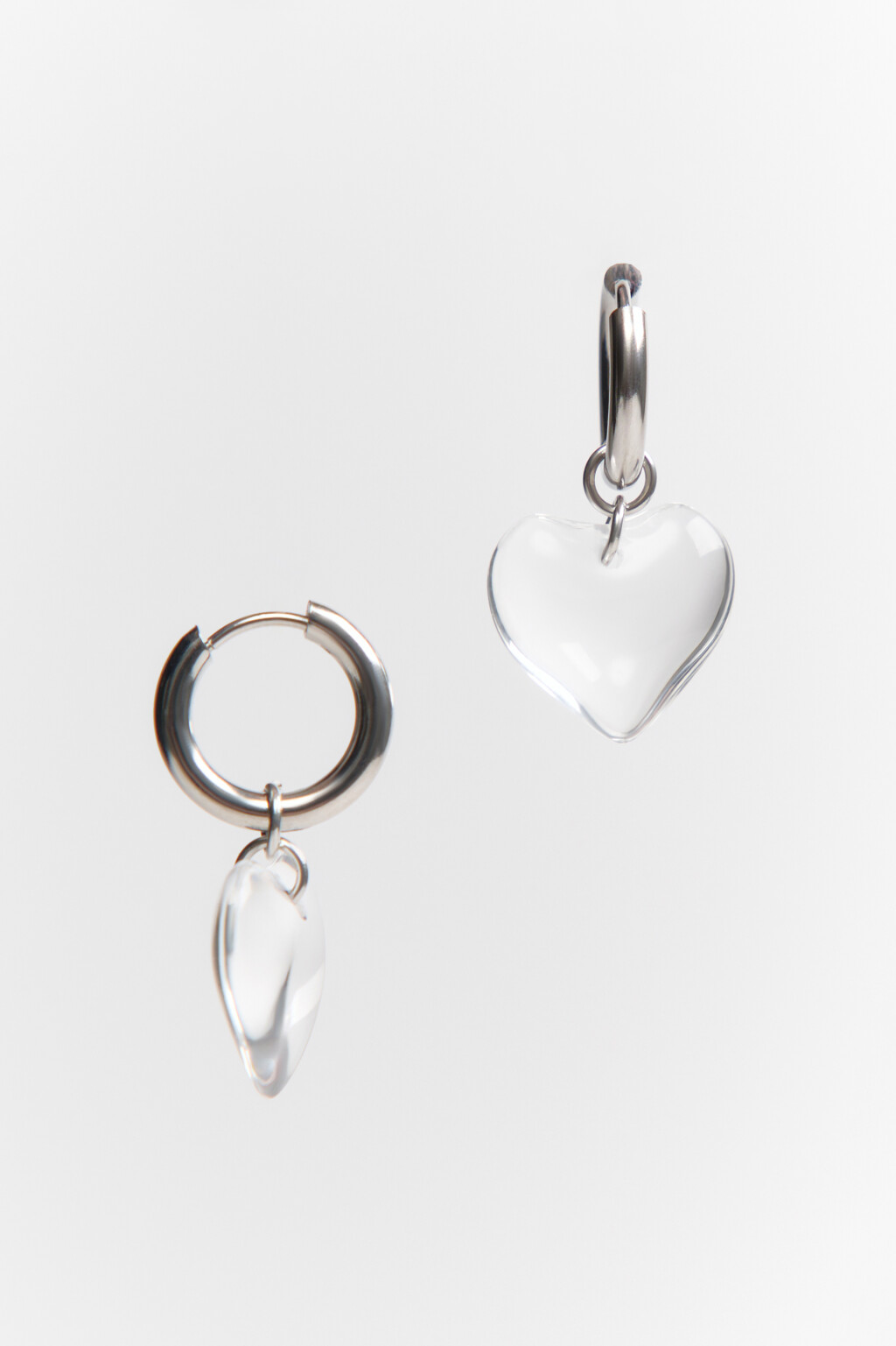 Серьги-конго с сердечками - цвет серый - 1