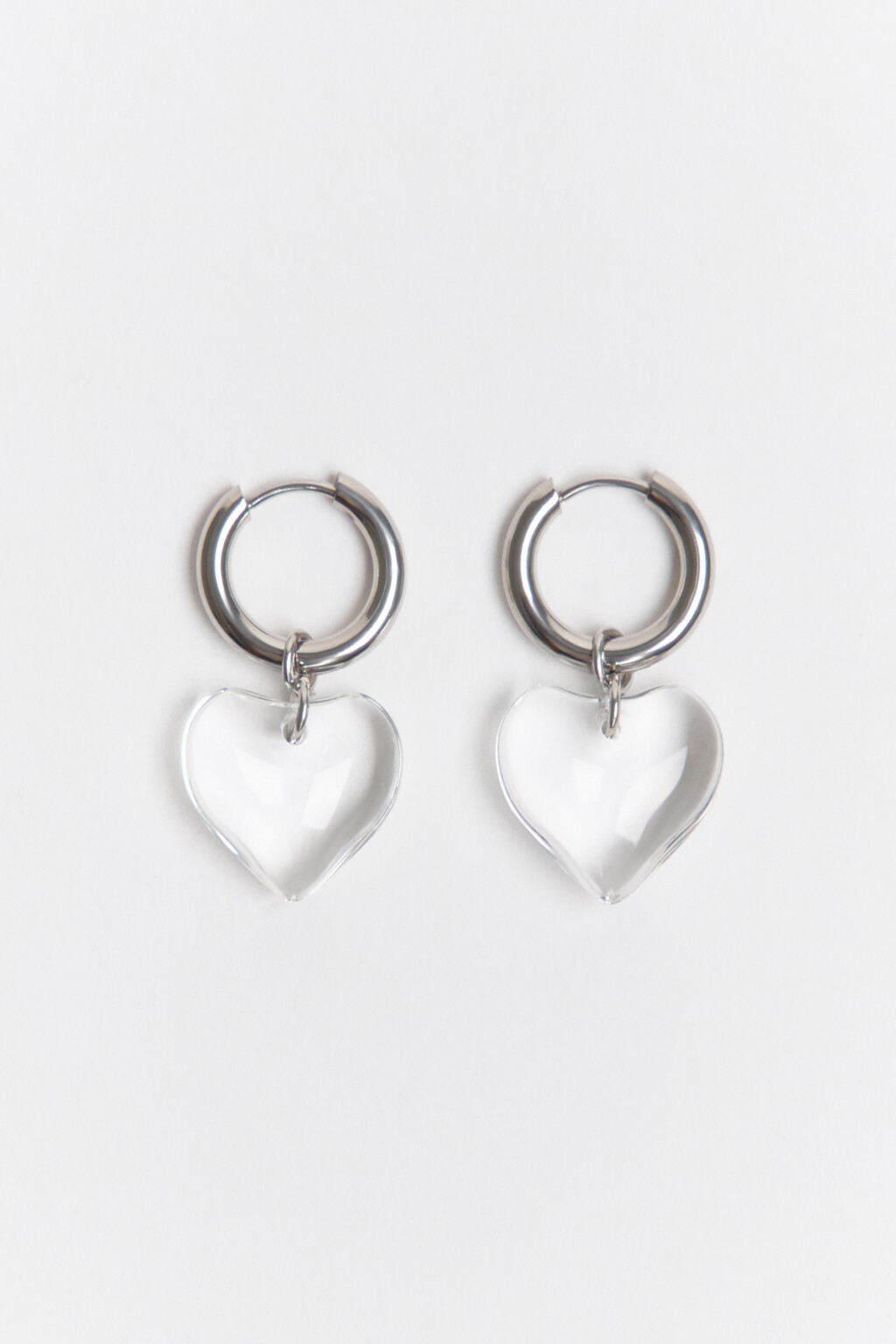 Серьги-конго с сердечками - цвет серый - 2