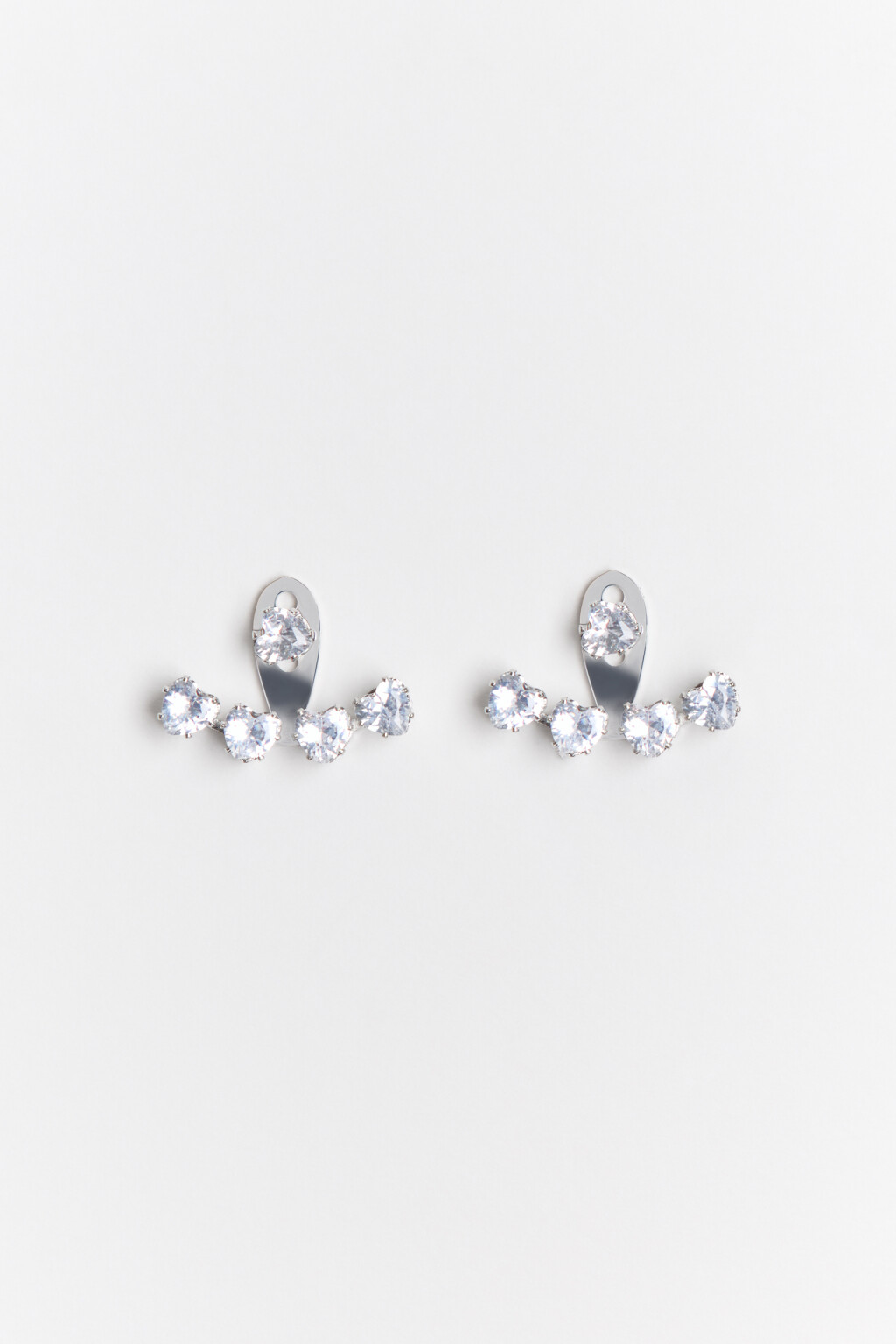 Серьги со стразами-сердечками - цвет серый - 2