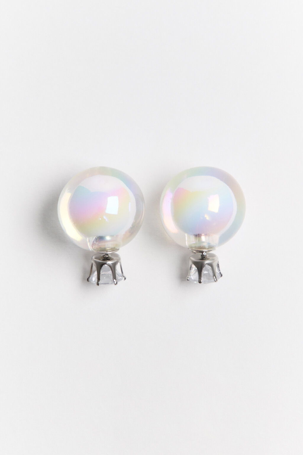 Серьги из бусин со стразами - цвет серый - 2