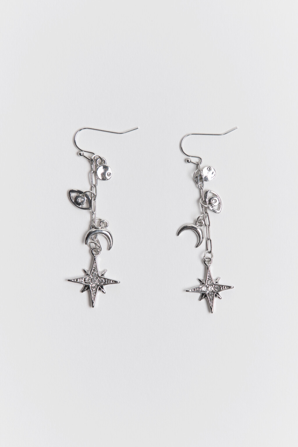 Серьги длинные с подвесками и стразами - цвет серый - 2