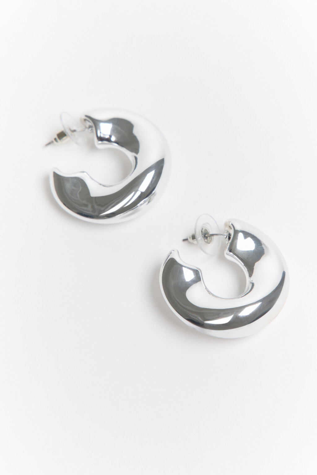 Серьги-полукольца объемные - цвет серый - 4