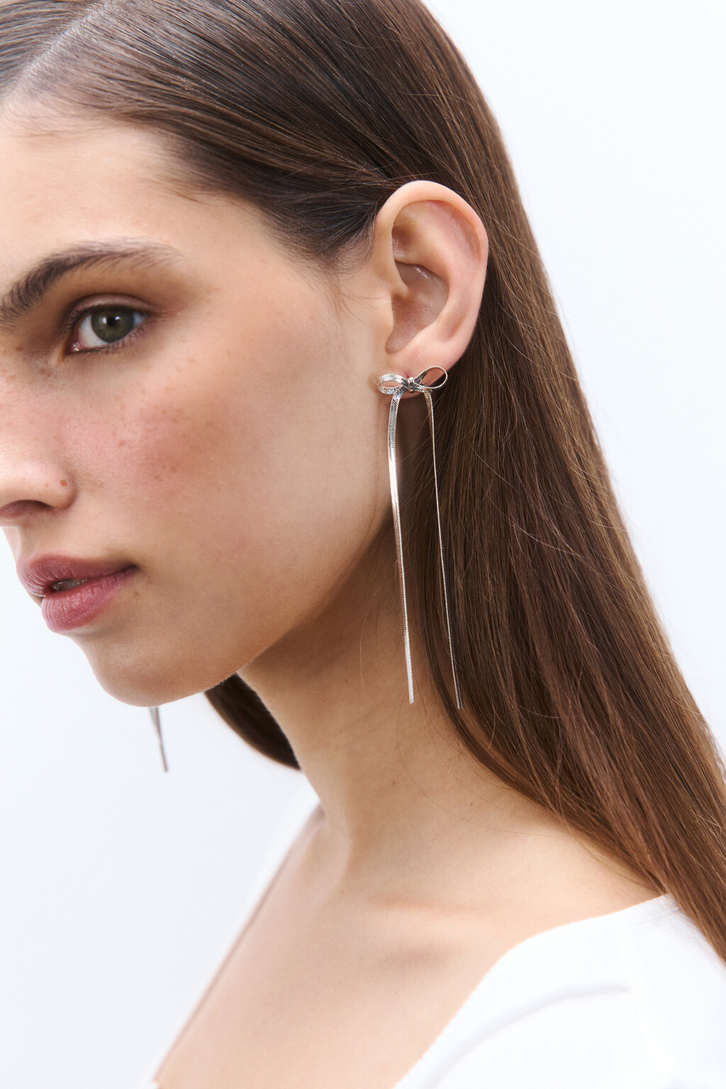 Серьги длинные с бантиками - цвет серый - 1