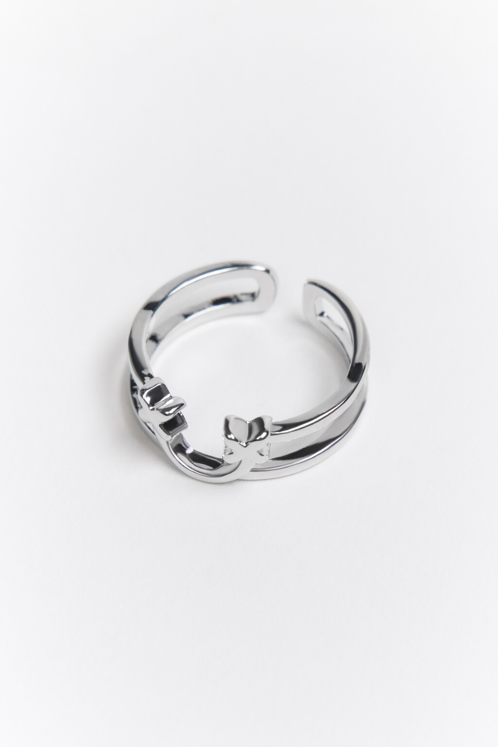 Кольцо серебристое со смайликом - цвет серый - 1