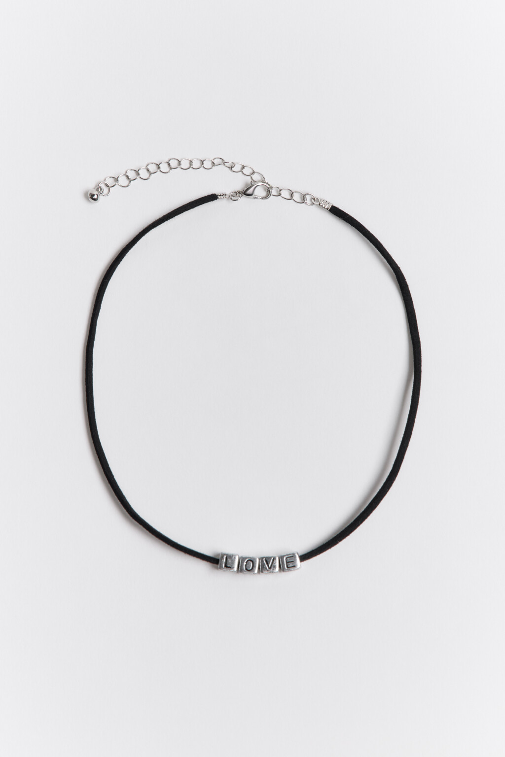 Колье-шнурок с надписью - цвет серый - 1