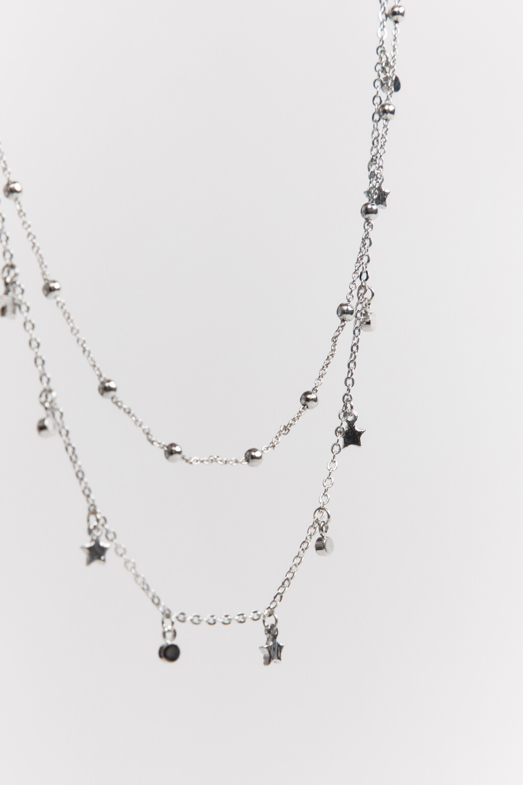 Цепочка двуслойная с подвесками - цвет серый - 1