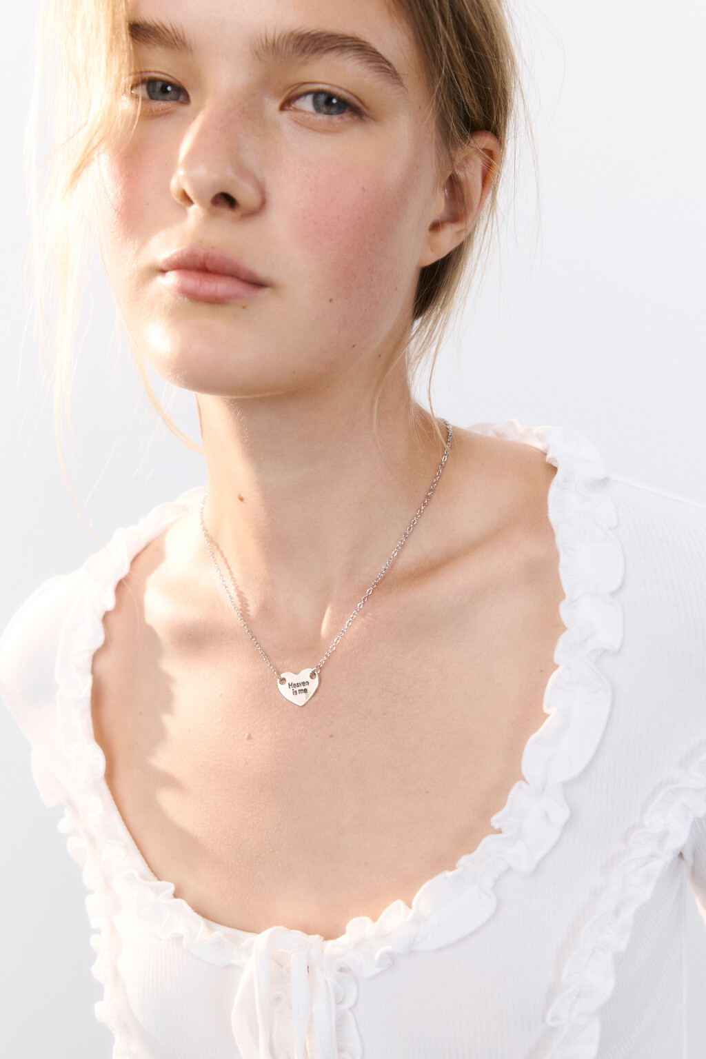 Цепочка серебристая с подвеской - цвет серый - 1