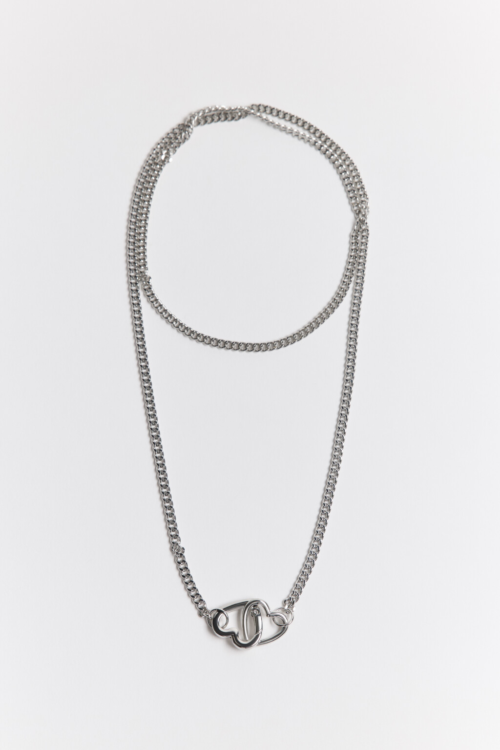 Цепочка серебристая с сердечками - цвет серый - 1