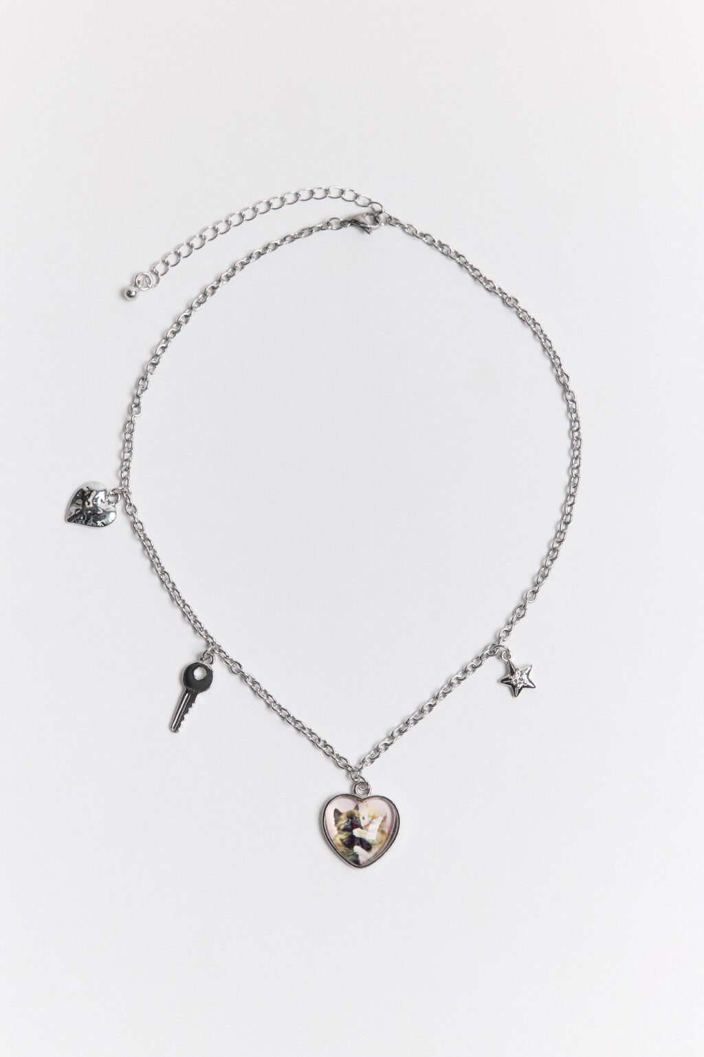 Цепочка серебристая с подвесками - цвет серый - 1