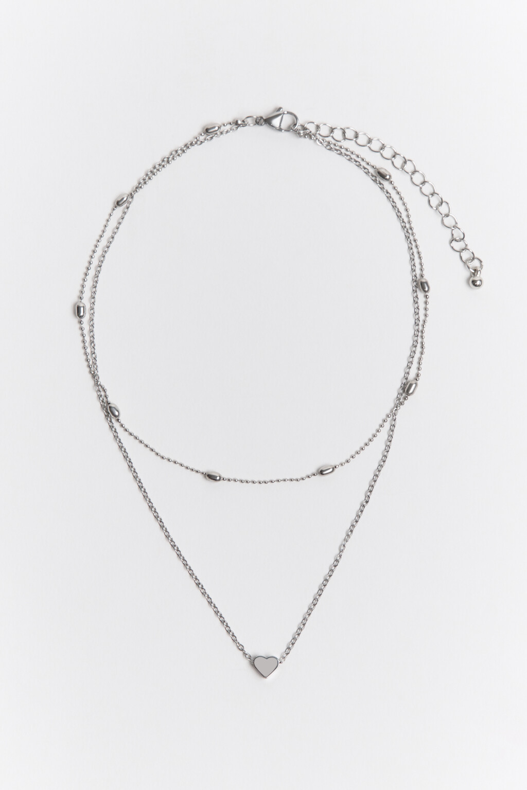 Цепочка двуслойная с сердечком - цвет серый - 1