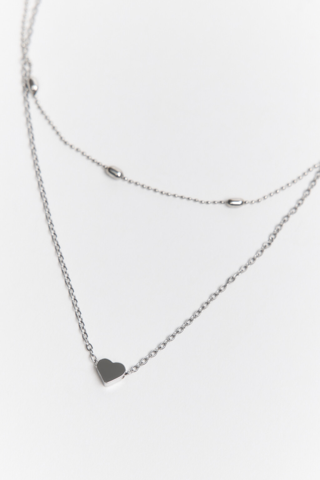 Цепочка двуслойная с сердечком - цвет серый - 2