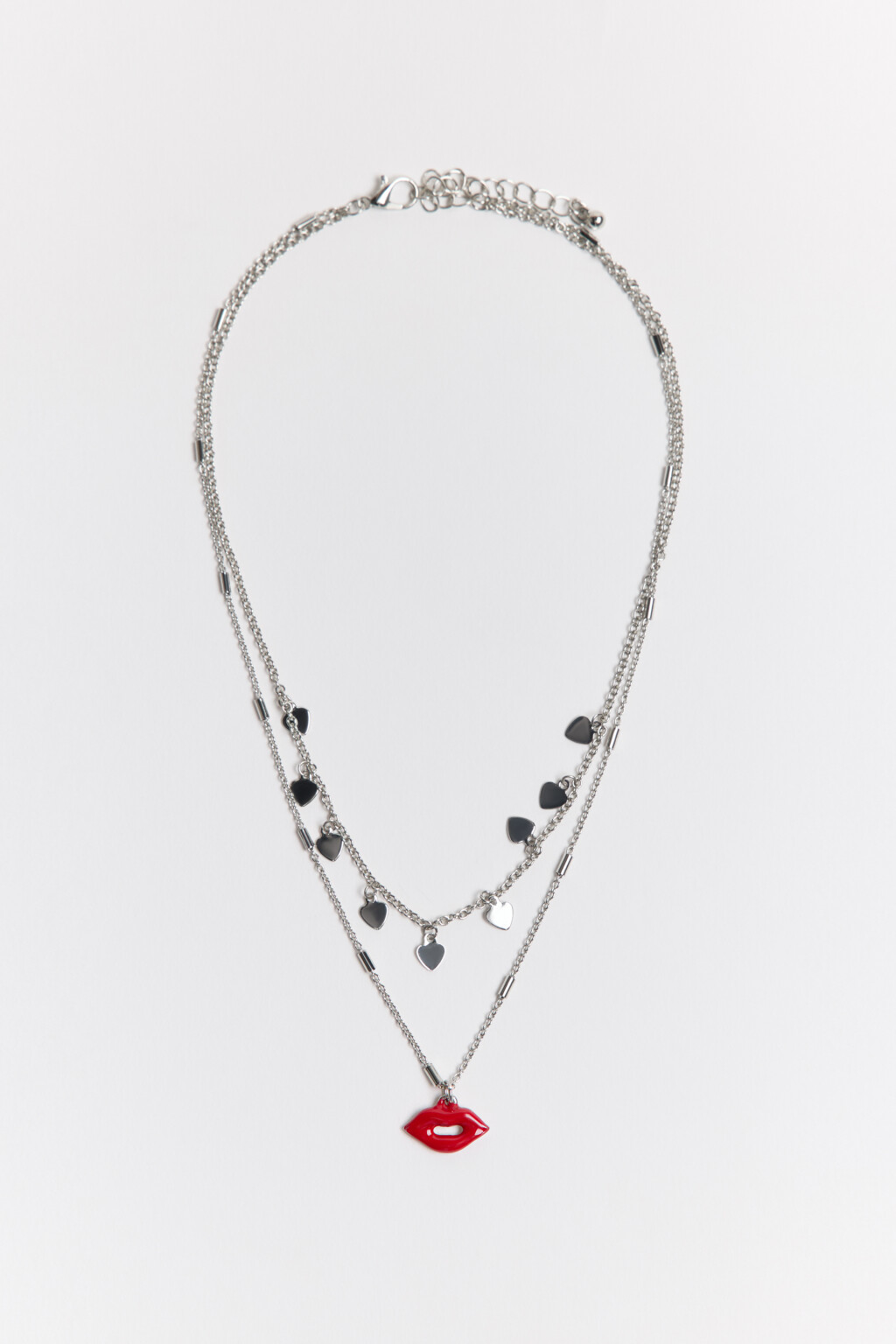 Цепочка двуслойная с подвесками - цвет серый - 1