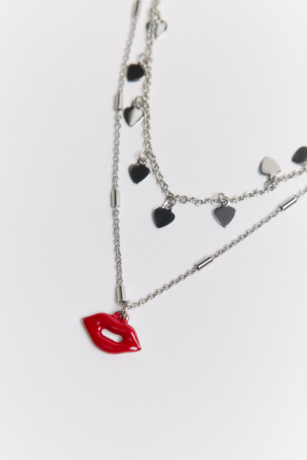 Цепочка двуслойная с подвесками - цвет серый - 2