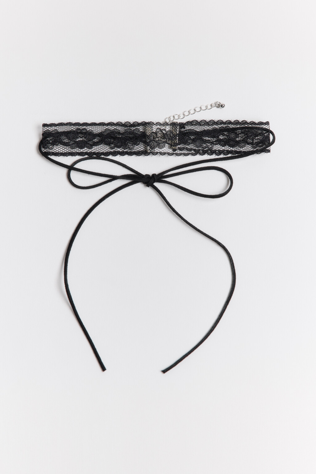 Чокер кружевной со шнурком - цвет серый - 3