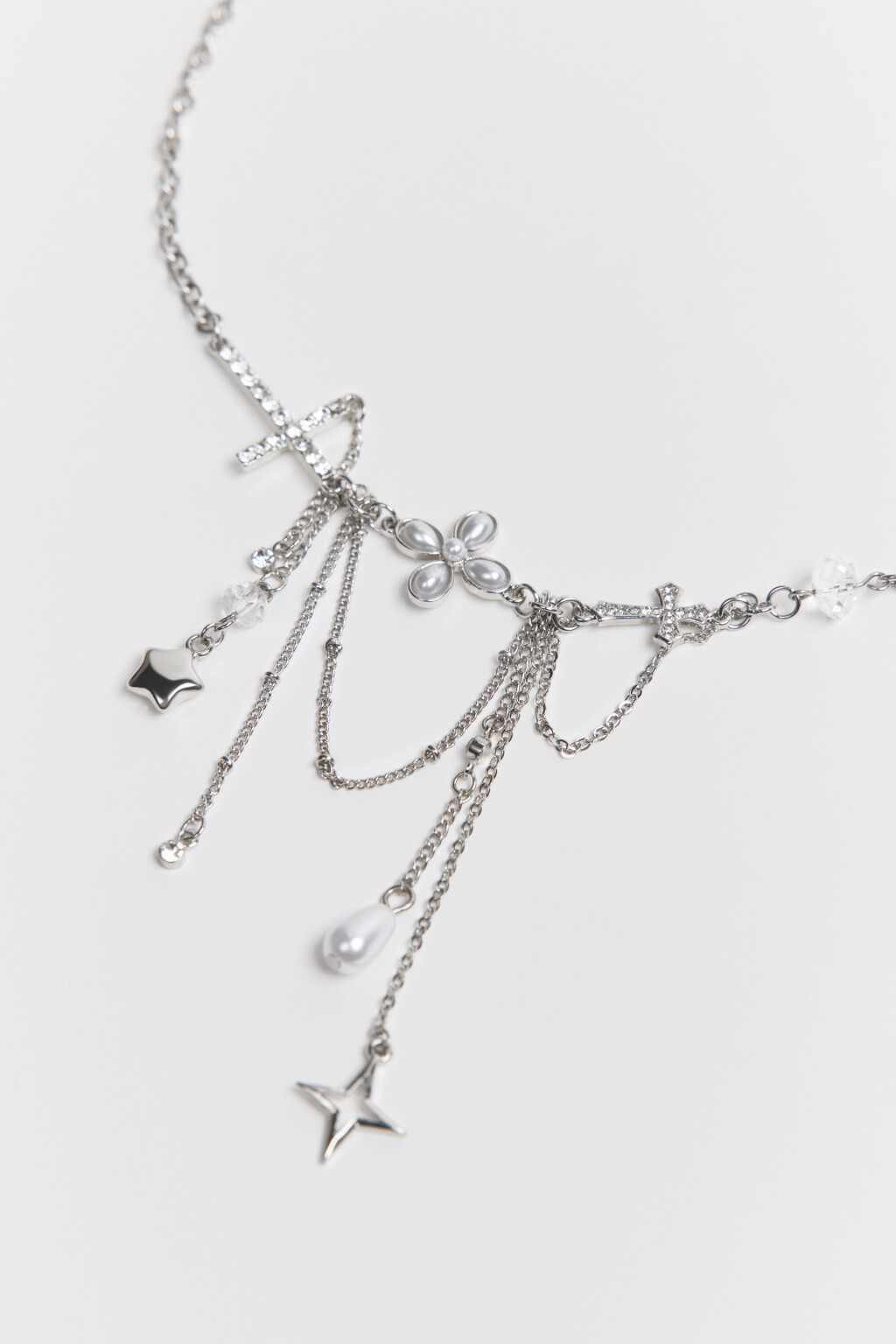 Цепочка с подвесками и бусинами - цвет серый - 2