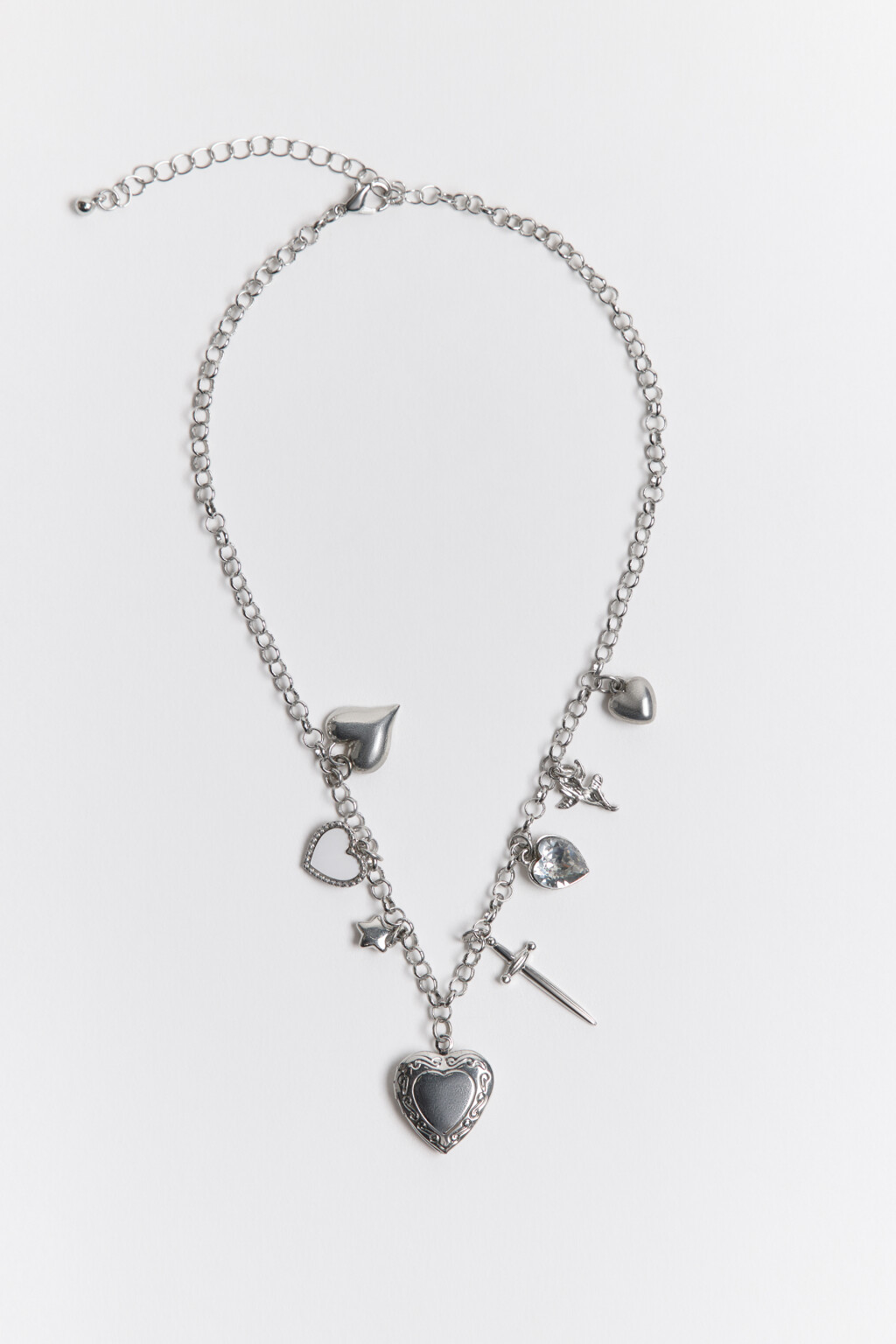 Цепочка с подвесками и кристаллами - цвет серый - 2