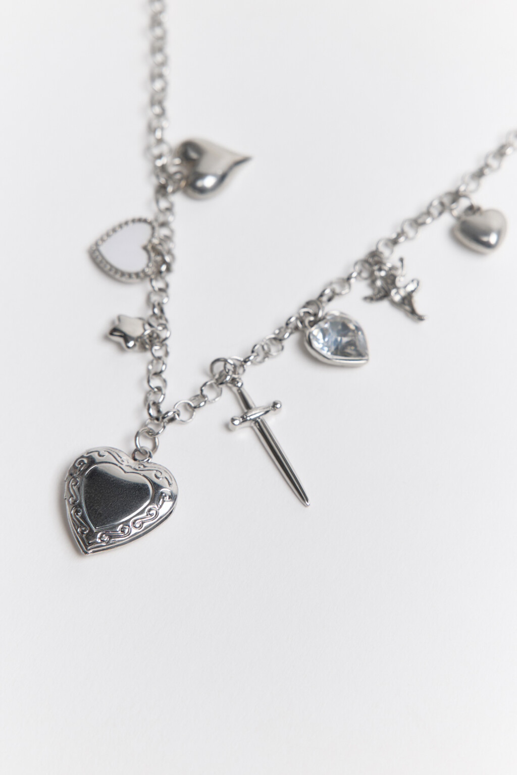 Цепочка с подвесками и кристаллами - цвет серый - 3