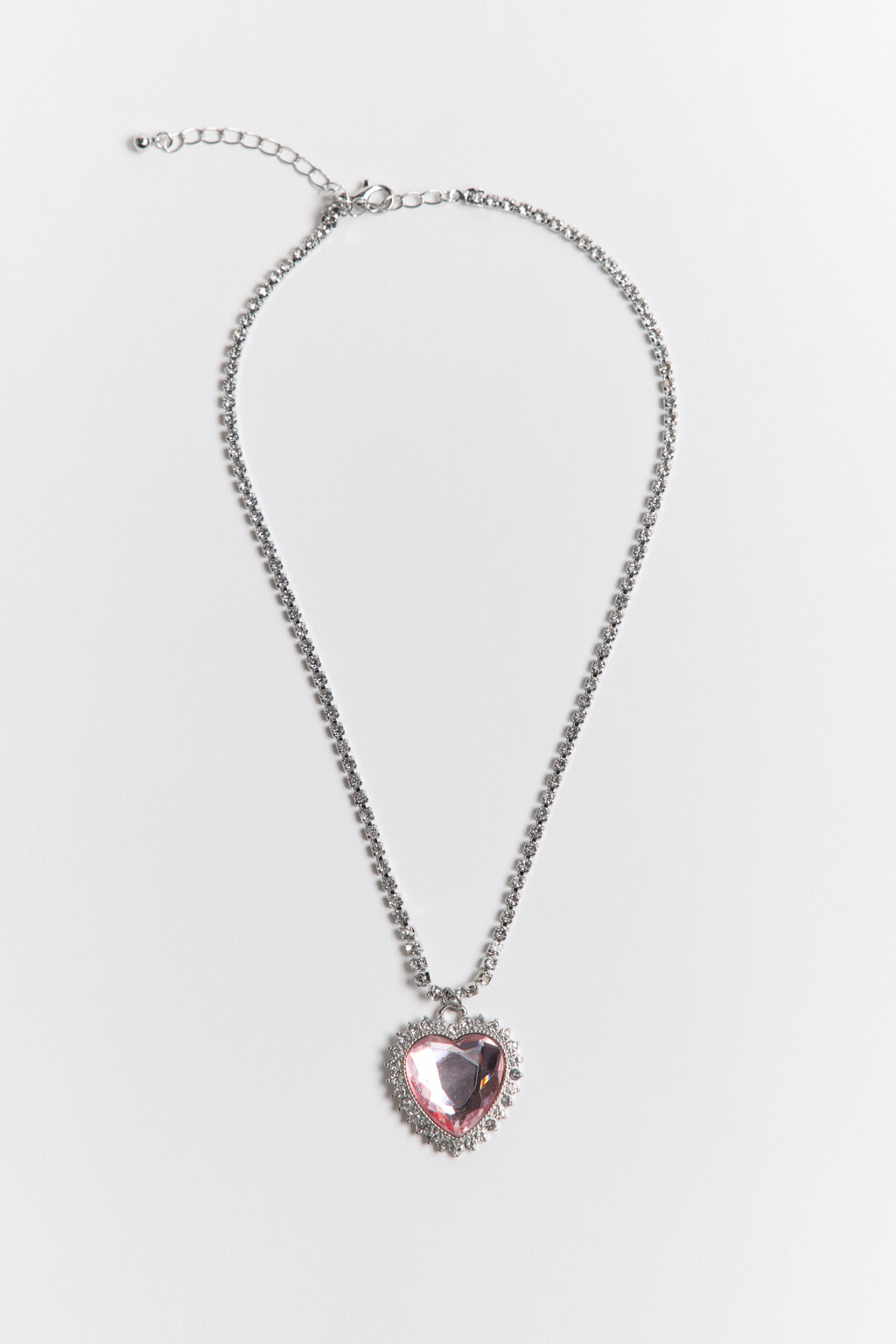 Цепочка с сердечком и стразами - цвет серый - 1