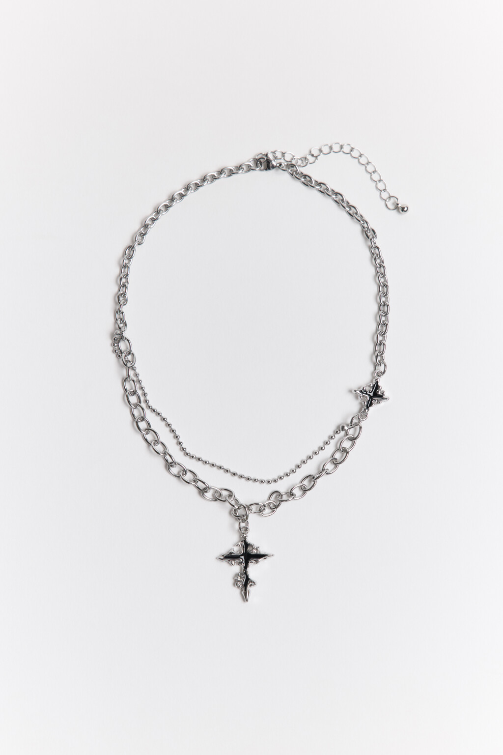 Цепочка двуслойная с подвесками - цвет серый - 3