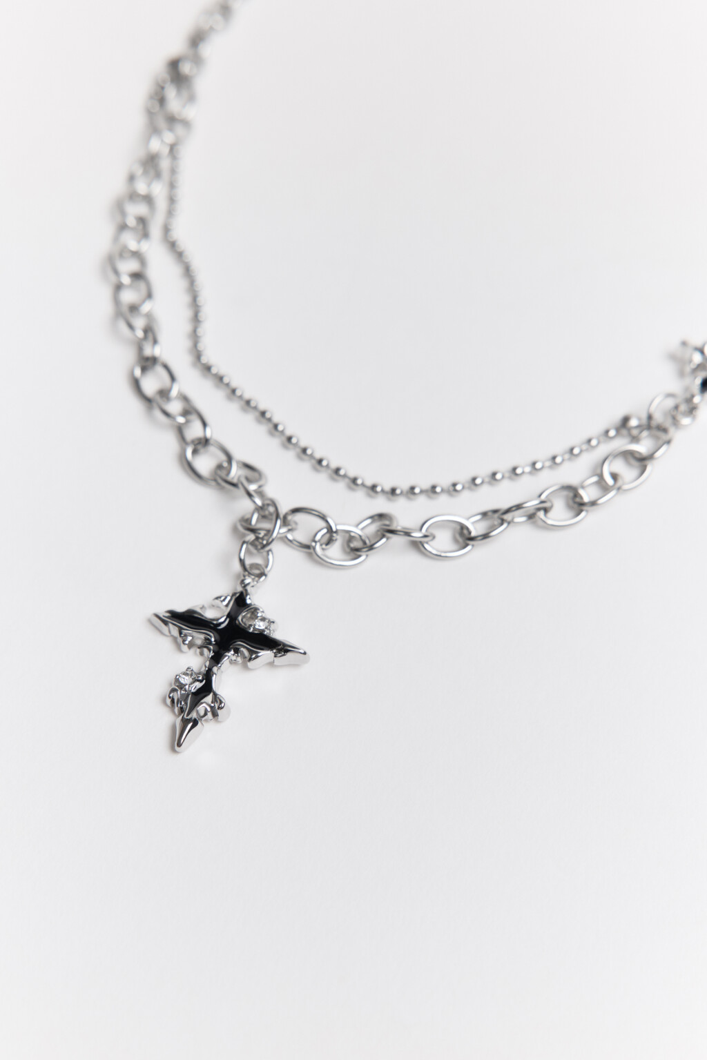 Цепочка двуслойная с подвесками - цвет серый - 4