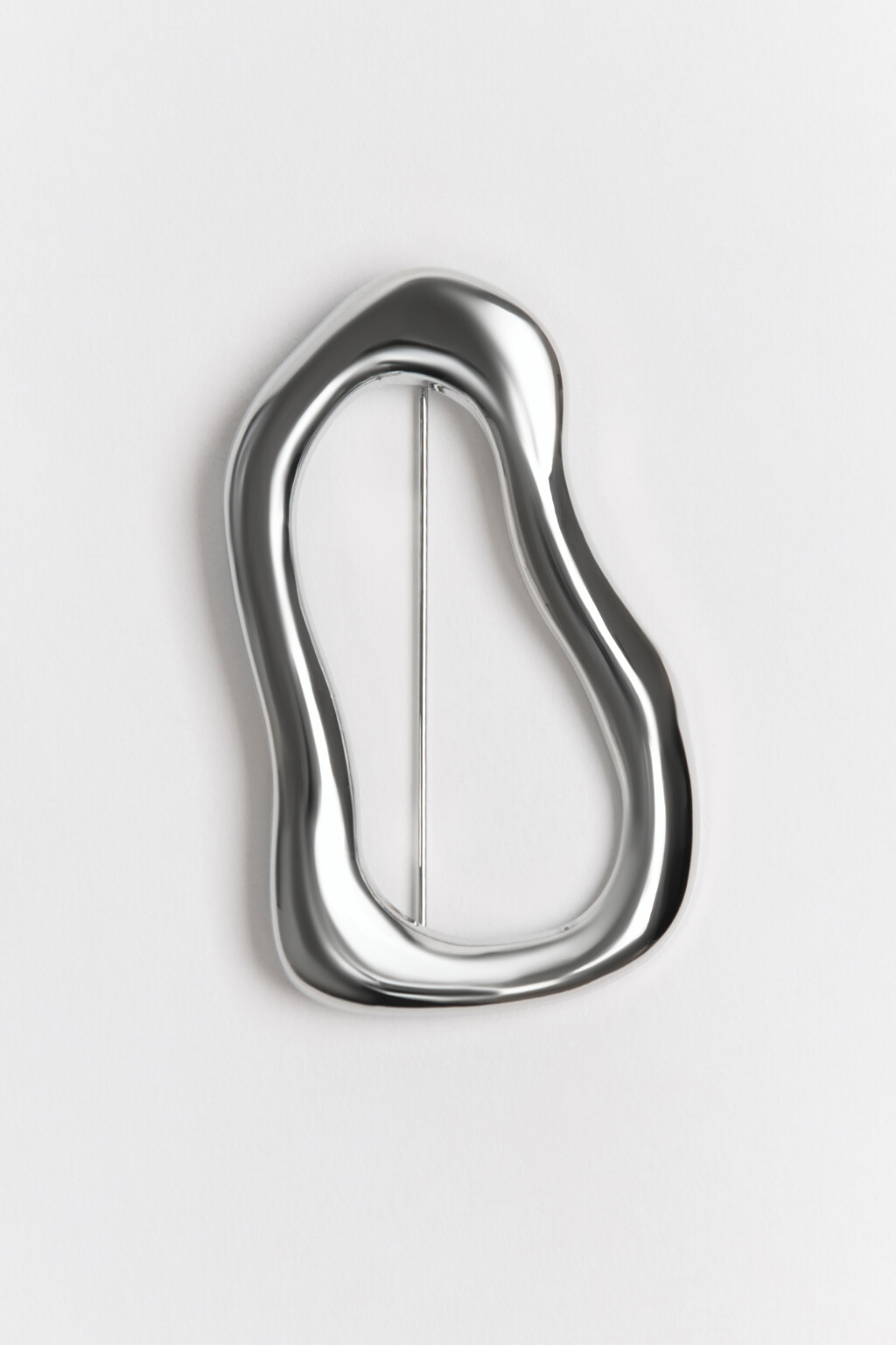 Брошь серебристая абстрактная - цвет серый - 4