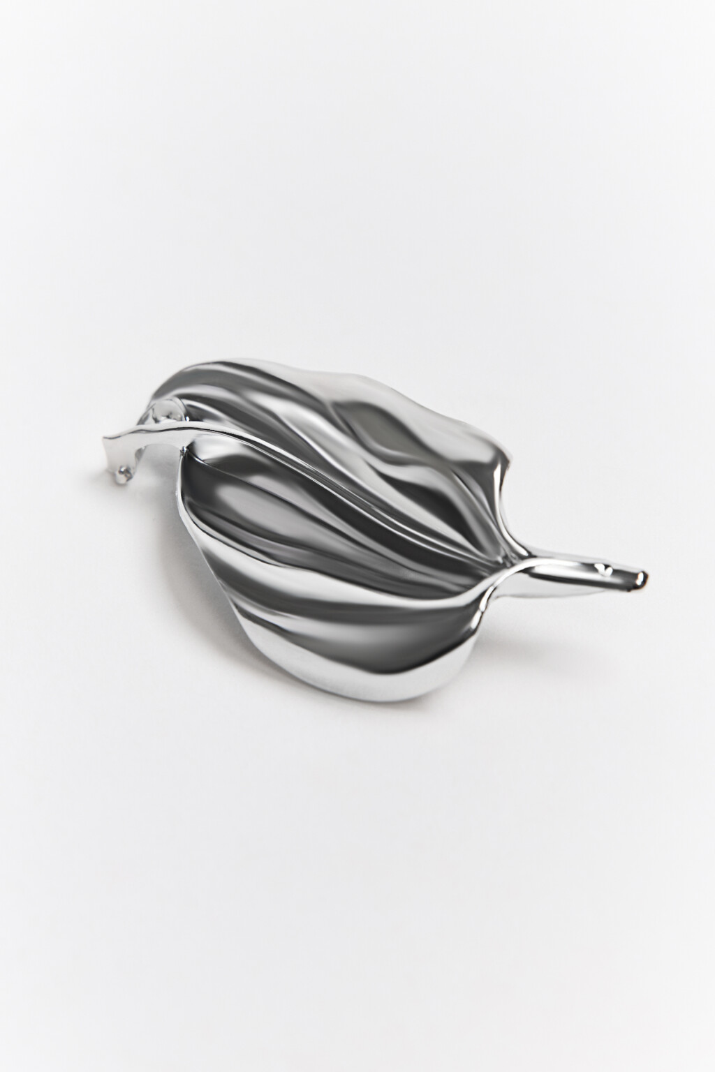 Брошь серебристая абстрактная - цвет серый - 4