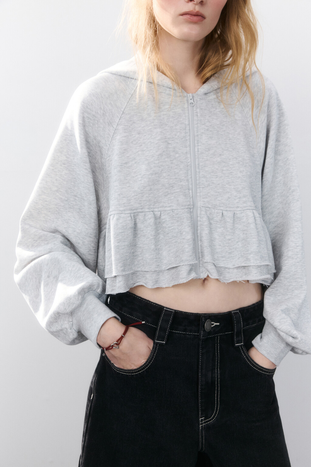 Браслет из корда с сердечком - цвет серый - 2