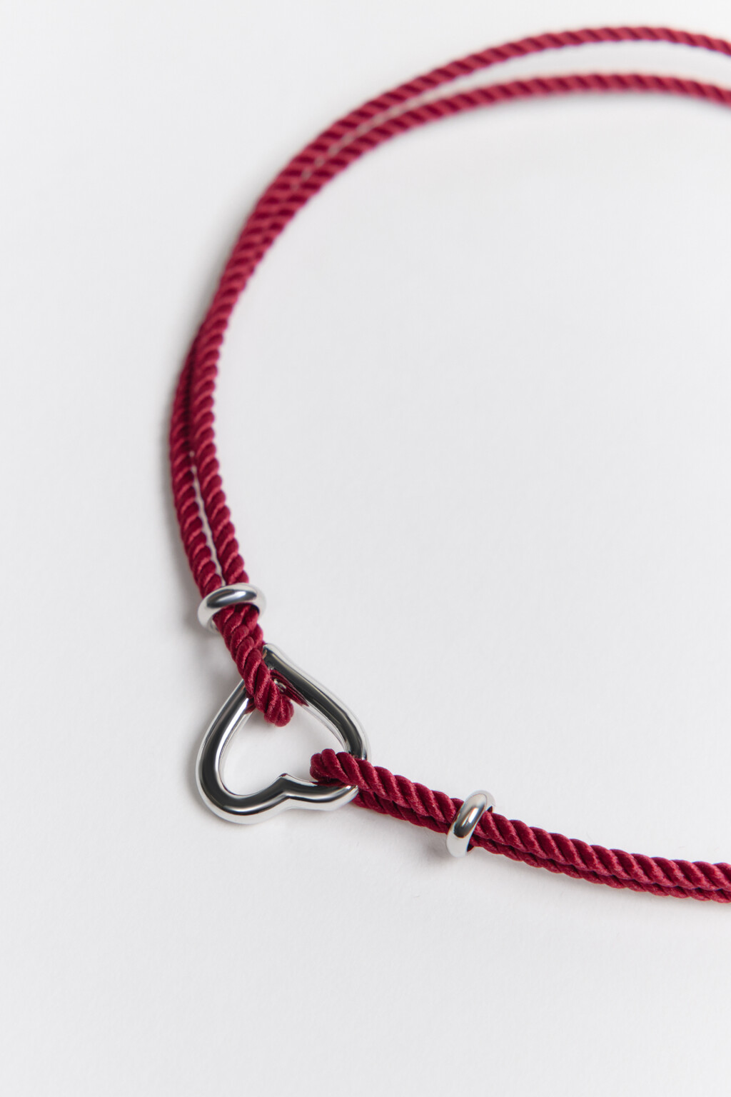 Браслет из корда с сердечком - цвет серый - 4